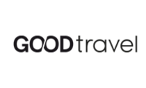 Godt.travels schwarzes Logo mit . in weiß auf weißem Hintergrund